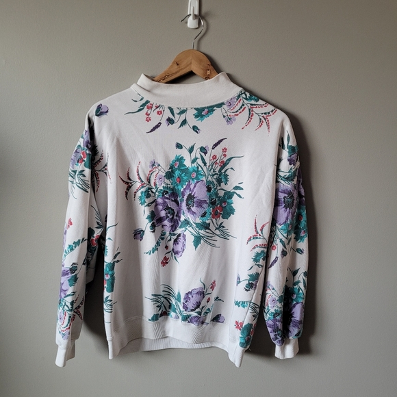 80s floral mock neck sweater - Picture 4 of 7